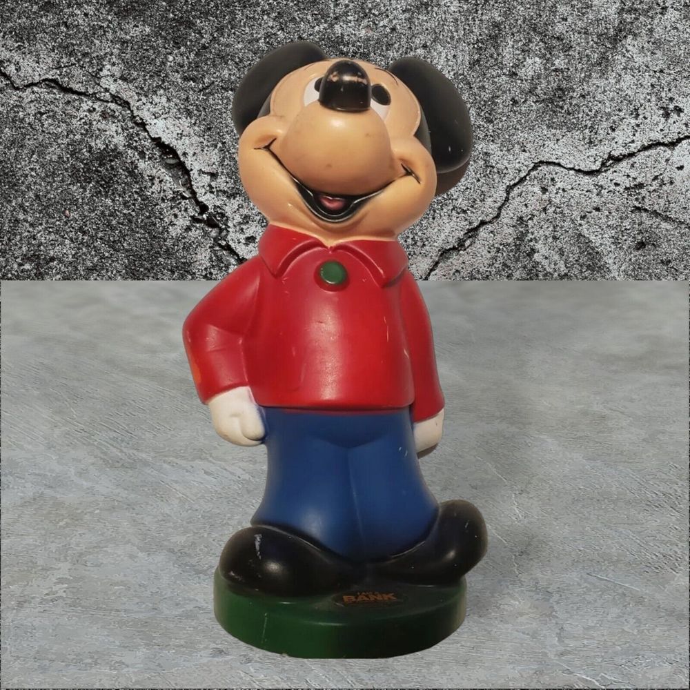 Vintage Mickey Mouse 11" Coin Piggy Bank Walt Disney 1970's